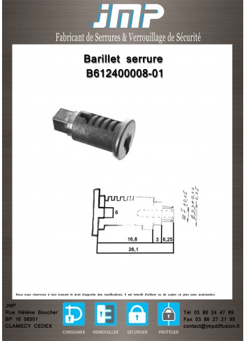 Schließzylinder B612400008-01 - Technischer Plan