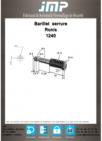 Schließzylinder Ronis 1240 - Technischer Plan