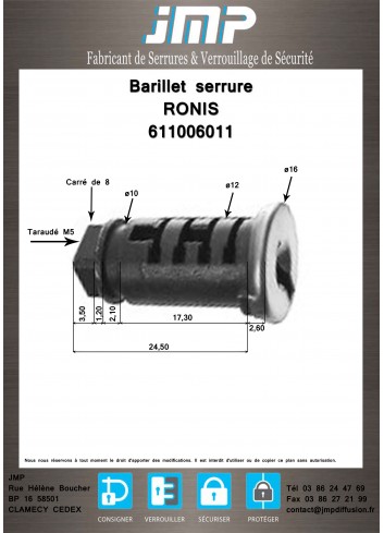 Schließzylinder 611006011 - Technischer Plan