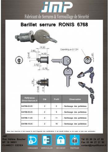 Schließzylinder Ronis 6768 - Technischer Plan