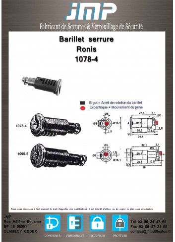 Schließzylinder Ronis 1078 - Technischer Plan