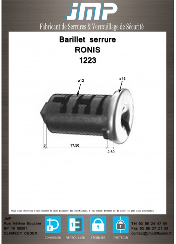 Schließzylinder Ronis 1223 - Technischer Plan