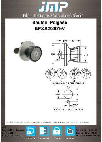 Knopfgriff BPXX20001-V - Technischer Plan