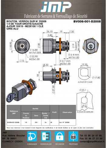 Sperrknopf BV006-001-D2008 - Technischer Plan