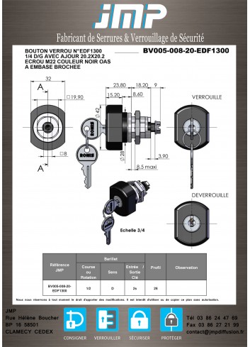 Verriegelungsknopf BV005-008-20-EDF1300 - Technischer Plan