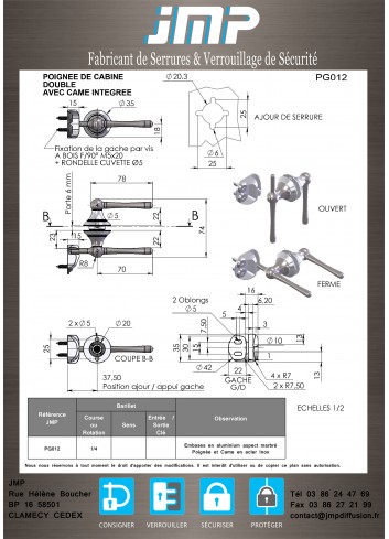 Griff für Kabine PG012 - Technischer Plan 1