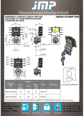 Kontaktschloss 1083A119 - Technischer Plan