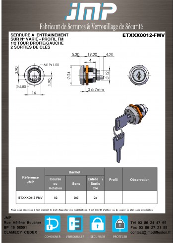 Mitnehmerschlösser ETXXX0012 - Technischer Plan