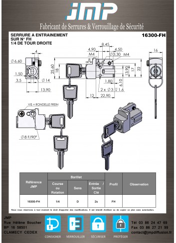 Mitnehmerschlösser 16300-01 für Möbel - Technischer Plan