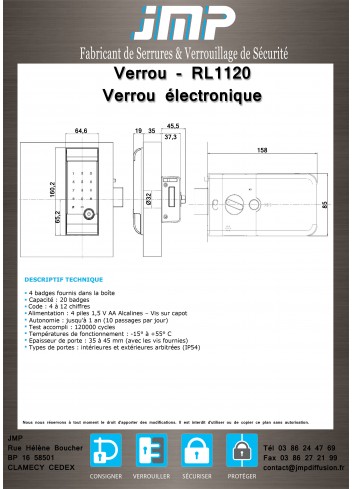 RL1120 Smart Lock - Technischer Plan 2