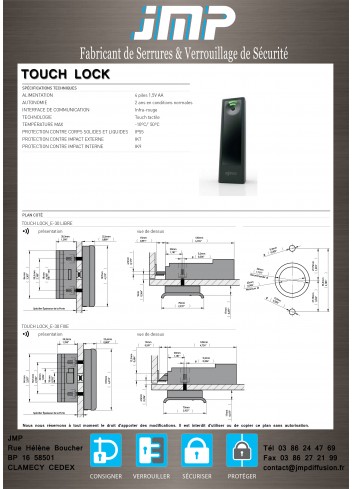 TOUCH LOCK elektronisches Schloss - Technischer Plan 1