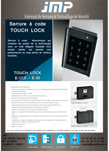 TOUCH LOCK elektronisches Schloss - Technischer Plan 2