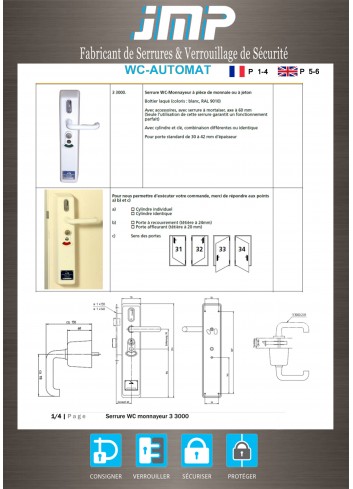 Münzpfandschlösser 33000EU.001.RAS für öffentliche Toiletten - Technischer Plan 1