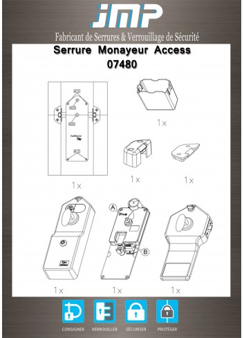 Elektronisches Schloss Access 07480 mit Bezahlung für öffentliche Toiletten - Landetür 9 bis 13 mm - Technischer Plan 2