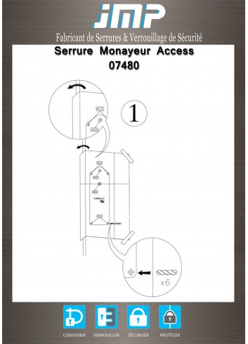 Elektronisches Schloss Access 07480 mit Bezahlung für öffentliche Toiletten - Landetür 9 bis 13 mm - Technischer Plan 3