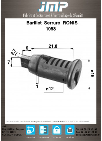 Zylinder Ronis 826-11 - Technischer Plan