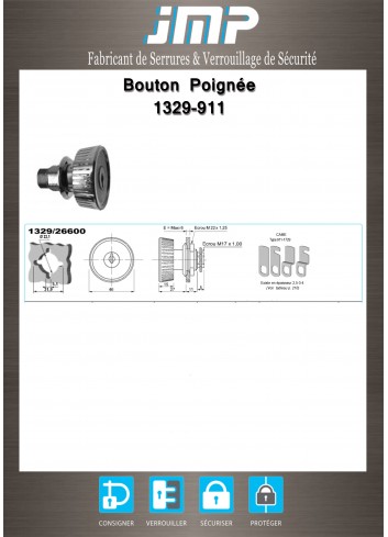 Zylinder-Drehknöpfe 1329-911 für Möbel - Technischer Plan