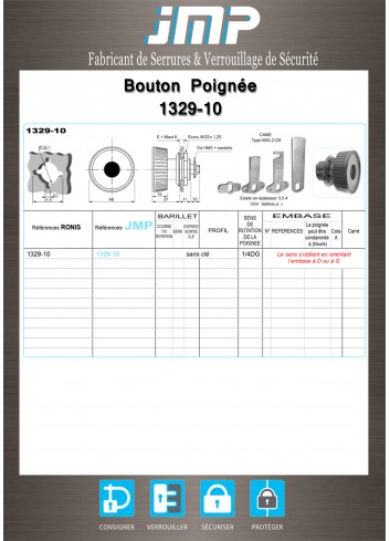 Zylinder-Drehknöpfe 1329-10 für Möbel - Technischer Plan