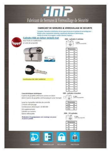 Europäischer Anti-Stoß-Zylinder K66 mit Eigenschaftskarte - Technischer Plan 2