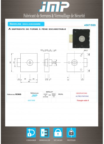 Aufschraubschlösser 4587/999 - Technischer Plan