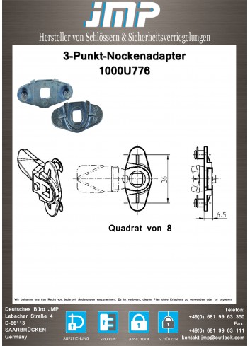 3-Punkt-Nockenadapter 1000U776 - Technischer Plan