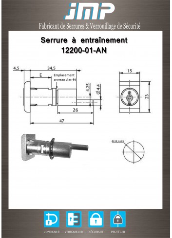 Mitnehmerschlösser 12200-01-AN für Möbel - Technischer Plan