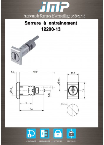 Mitnehmerschlösser 12200-13 für Möbel - Technischer Plan