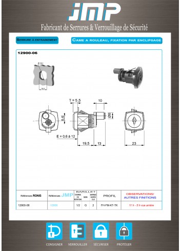 Mitnehmerschlösser 12900-06 für Möbel - Technischer Plan