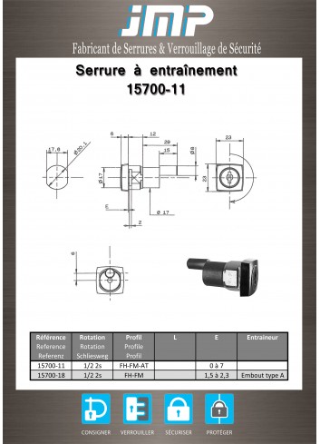 Mitnehmerschlösser 15700-11 für Möbel - Technischer Plan