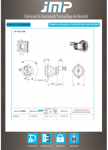 Mitnehmerschlösser 16100-06 für Möbel - Technischer Plan