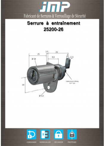 Mitnehmerschlösser 25200-26 für Möbel - Technischer Plan