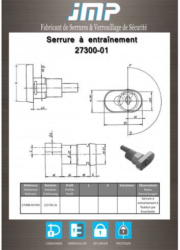 Mitnehmerschlösser 27300-01 für Möbel - Technischer Plan