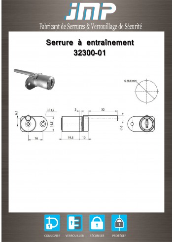 Mitnehmerschlösser 32300-01 für Möbel - Technischer Plan