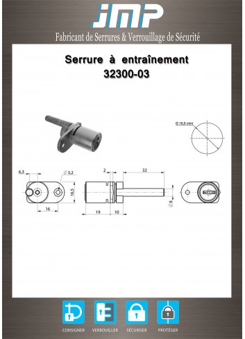 Mitnehmerschlösser 32300-03 für Möbel - Technischer Plan