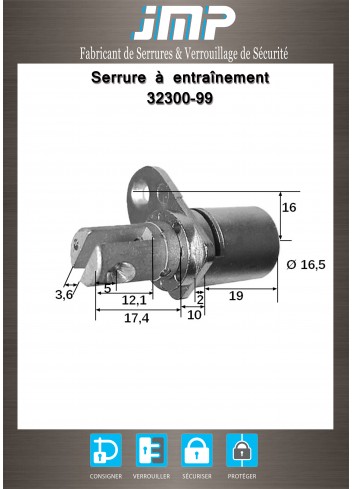 Mitnehmerschlösser 32300-99 für Möbel - Technischer Plan