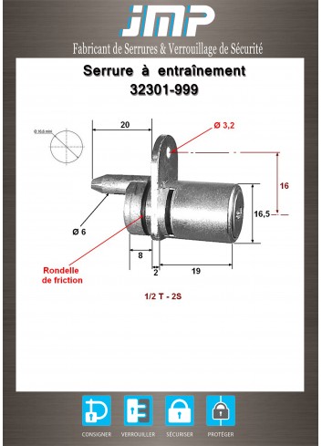 Mitnehmerschlösser 32301-999 für Möbel - Technischer Plan