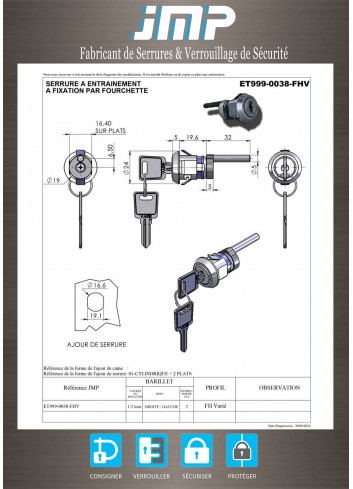 Mitnehmerschlösser ET999-0038 - Technischer Plan