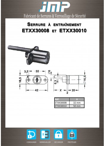 Mitnehmerschlösser ETXX30008 und ETXX30010 - Technischer Plan