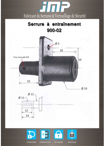 Mitnehmerschlösser 900-02 für Möbel - Technischer Plan