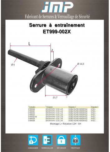 Mitnehmerschlösser ET999-002X für Möbel - Technischer Plan