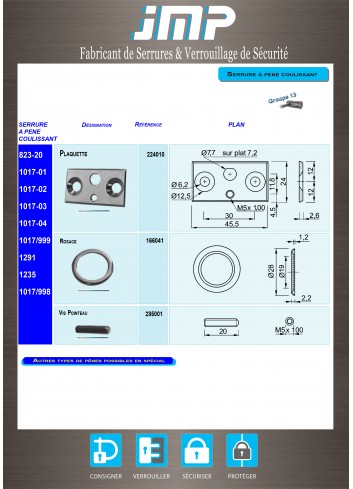 Gleitbolzen Schloss 166041 - Technischer Plan