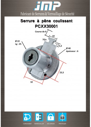 Gleitbolzen Schloss PCXX30001 - Technischer Plan