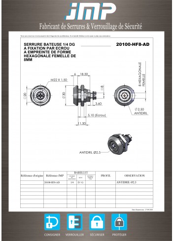 Hebelschlösser 20100-HF8-AD - Technischer Plan