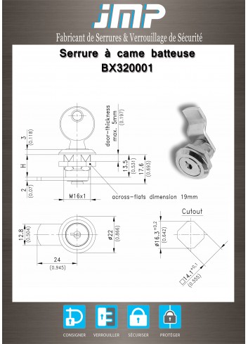 Hebelschlösser BX320001 - technischer Plan