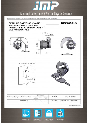 Hebelschlösser BXX40001 - Technischer Plan