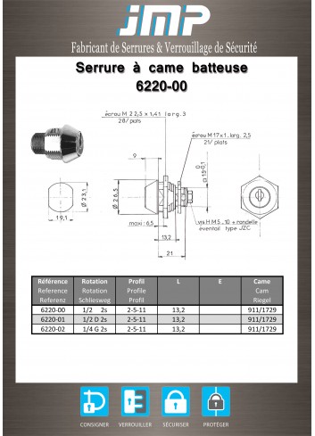 Hebelschlösser 6220-00 - Technischer Plan