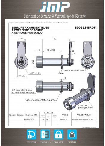 Hebelschlösser B00652-ERDF - Technischer Plan