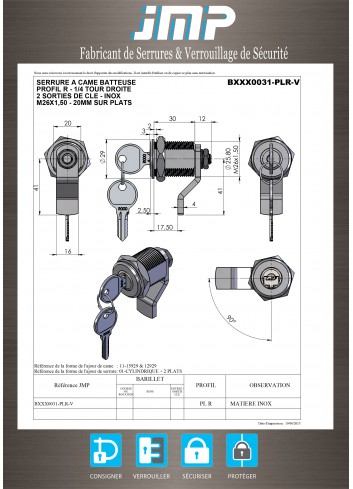 Hebelschlösser BXXX0031-PLR - Technischer Plan